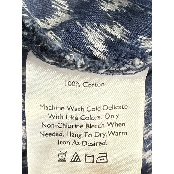 Eddie Bauer Tunic Women's Size M Blue/White Print 3/4 Sleeves 1/4 Button Hi Low - Picture 10 of 10